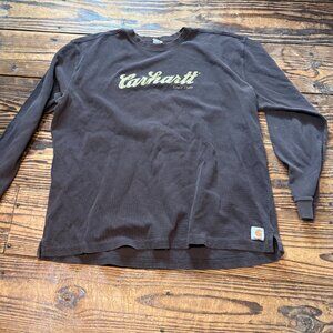 Vintage Carhartt Shirt Men XL Y2K Thermal Waffle Knit Workwear Spellout Out K253